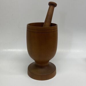 Wood Mortar & Pestle Hand Turned Carved 6.25” Tall 1997 Signed Kitchen Herbs